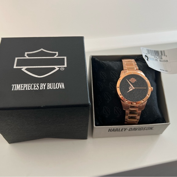 Women’s Bulova Harley-Davidson Rose Gold Swarovski Watch (BNWT) - Picture 3 of 5